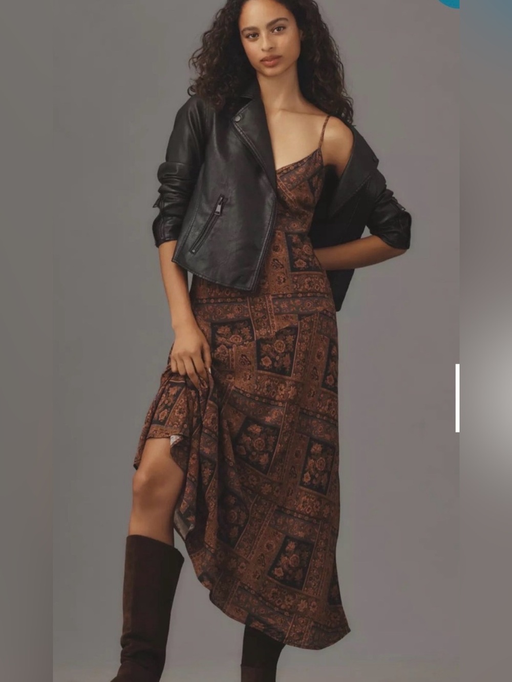 PAIGE Viejo Dress /Whimsigoth‎ Dark Romantic 90s Boho Scarf-Print  Slip Midi